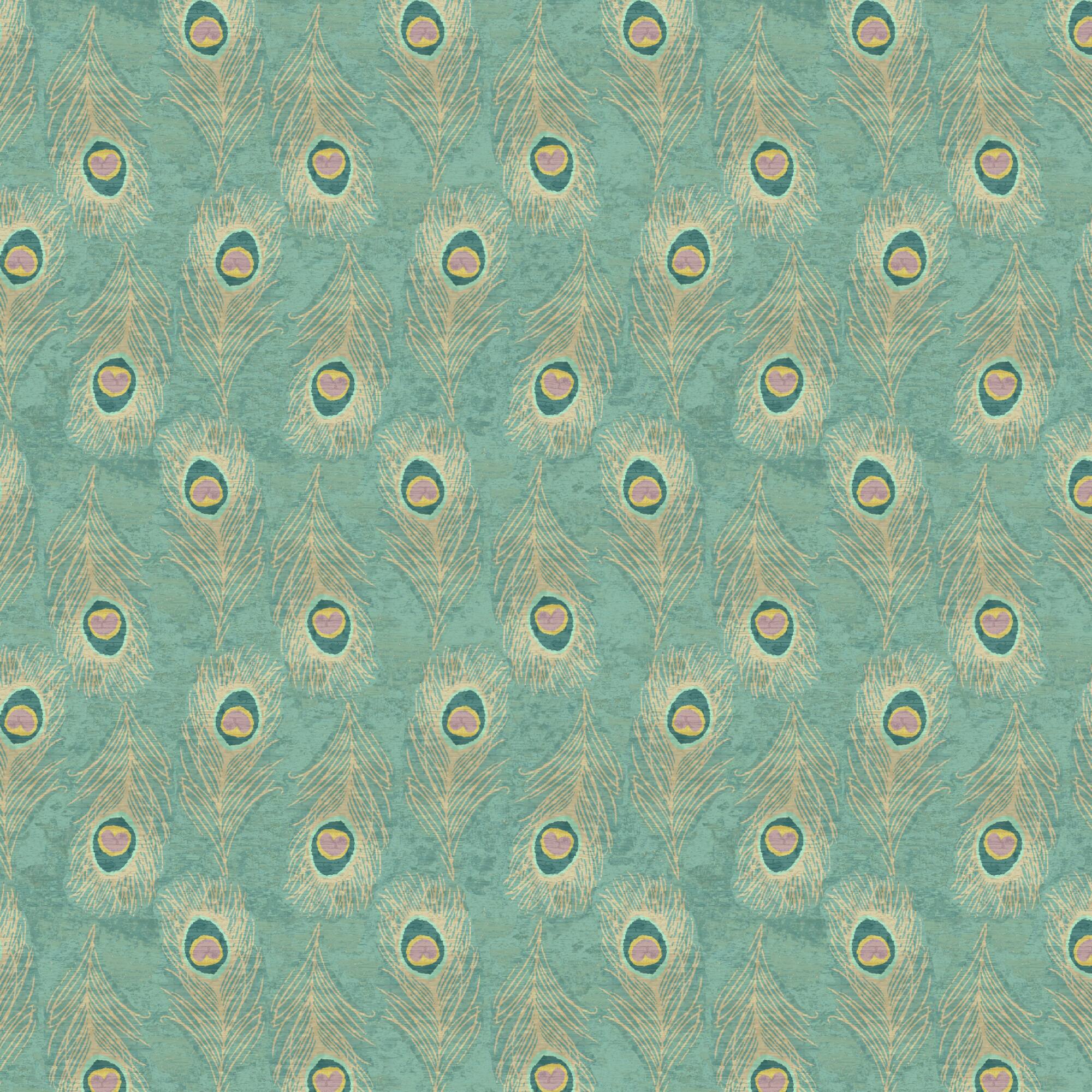 Springs Creative Mint Peacock Feathers Cotton Fabric